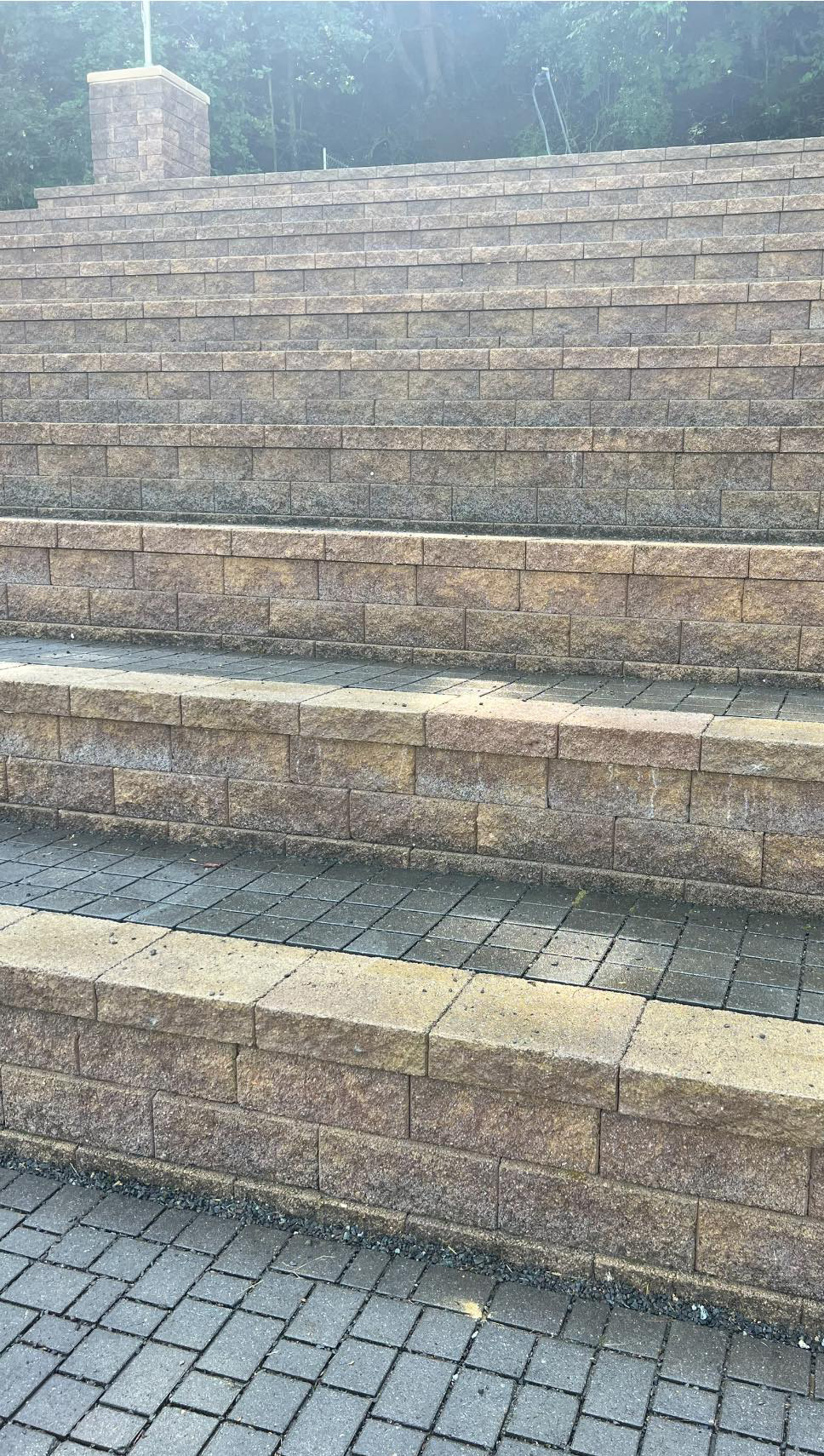 Stone platforms cleaned with dark spots and dirt removed.